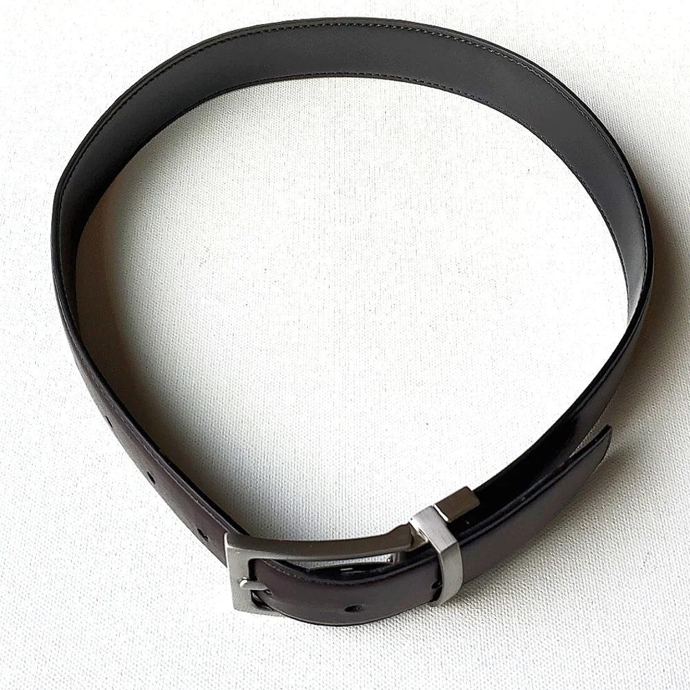 NORDSTROM Youth Reversible Black Brown Belt Silvertone Buckle Size 28